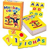 Los mejores  - Q honey Flash Cards de Monos para Niños | hasta 3 Fichas con Cada Letra- 10 Números- 7 Colores del Arcoíris | Abecedario…